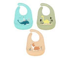 Set of 3 Baby Silicone Bibs Waterproof silicone bibs for feeding with drip tray Easy cleaning Soft bibs for toddlers Baby food
