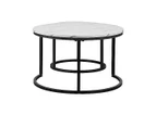 Set of 2 Coffee Table Round Marble Nesting Side End Table Furniture