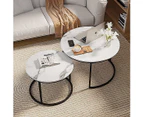 Set of 2 Coffee Table Round Marble Nesting Side End Table Furniture