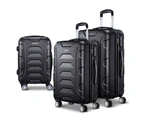 Wanderlite 3pc Luggage Trolley Travel Suitcase Set TSA Hard Case Lightweight Black