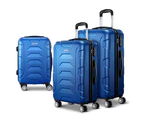 Wanderlite 3pc Luggage Trolley Travel Suitcase Set TSA Hard Shell Case Strap Blue