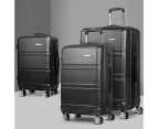 Wanderlite 3pc Luggage Trolley Set Suitcase Travel TSA Carry On Hard Case Lightweight Black