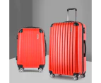 Wanderlite 2pc Luggage Trolley Travel Set Suitcase Carry On TSA Hard Case Lightweight Red