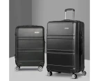 Wanderlite 2pc Luggage Trolley Set Suitcase Travel TSA Carry On Hard Case Lightweight Black