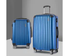 Wanderlite 2pc Luggage Trolley Travel Set Suitcase Carry On TSA Hard Case Lightweight Blue