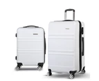 Wanderlite 2pc Luggage Trolley Set Suitcase Travel TSA Carry On Hard Case Lightweight White