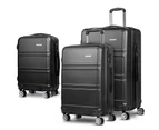 Wanderlite 3pc Luggage Trolley Set Suitcase Travel TSA Carry On Hard Case Lightweight Black