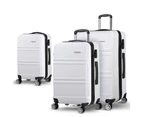 Wanderlite 3pc Luggage Trolley Set Suitcase Travel TSA Carry On Hard Case Lightweight White