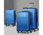 Wanderlite 3pc Luggage Trolley Set Suitcase Travel TSA Carry On Hard Case Lightweight Blue