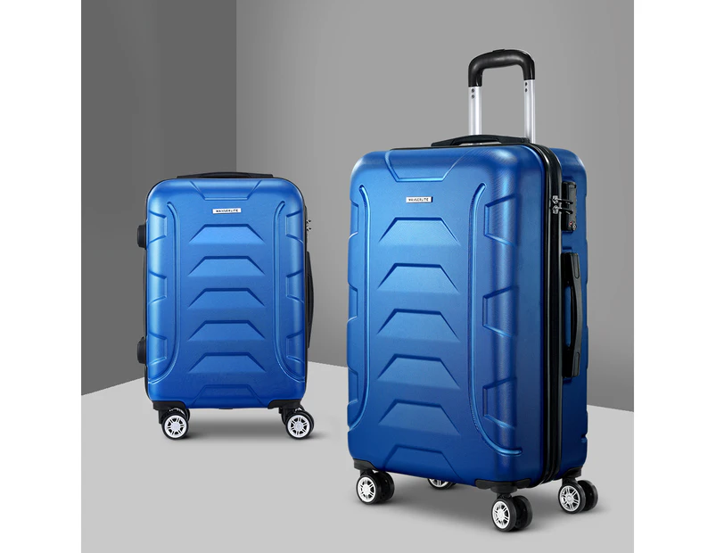 Wanderlite 2pc Luggage Trolley Travel Suitcase Set TSA Hard Case Lightweight Blue