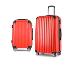 Wanderlite 2pc Luggage Trolley Travel Set Suitcase Carry On TSA Hard Case Lightweight Red