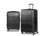 Wanderlite 2pc Luggage Trolley Set Suitcase Travel TSA Carry On Hard Case Lightweight Black