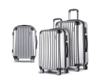 Wanderlite 3pc Luggage Trolley Travel Set Suitcase Carry On TSA Lock Hard Case Lightweight Silver