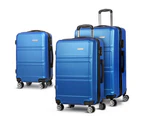 Wanderlite 3pc Luggage Trolley Set Suitcase Travel TSA Carry On Hard Case Lightweight Blue