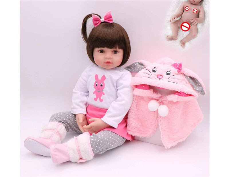47cm Full Body Silicone Water Proof Bath Toy Popular Reborn Toddler Baby Dolls Bebe Doll Reborn Lifelike Gift With Pearl Bottle