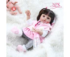 48CM popular very soft flexible full body silicone bebe doll reborn baby girl in pink rabbit dress sweet face cuddly baby