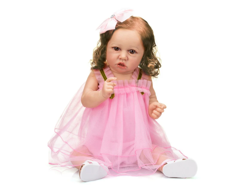 NPK 55CM lifelike saskia reborn silicone baby doll popular newborn doll Rooted Long hair collectible art doll