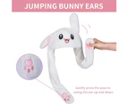 Rabbit Hat The Ears pop up After Pressing The Claws Hat Funny Bunny Cap for Girls,Christmas Party Holiday (White)