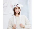 Rabbit Hat The Ears pop up After Pressing The Claws Hat Funny Bunny Cap for Girls,Christmas Party Holiday (White)