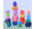 Balance Stone Wooden Stacking Toys, 20 Pieces Montessori Wooden Toys Colorful Meditation Balance Stone Stacking Game