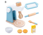 Beatjia Wooden Toaster Coffee Machine Mixer Juicer Kitchen Play Toy Educational Gifts - C