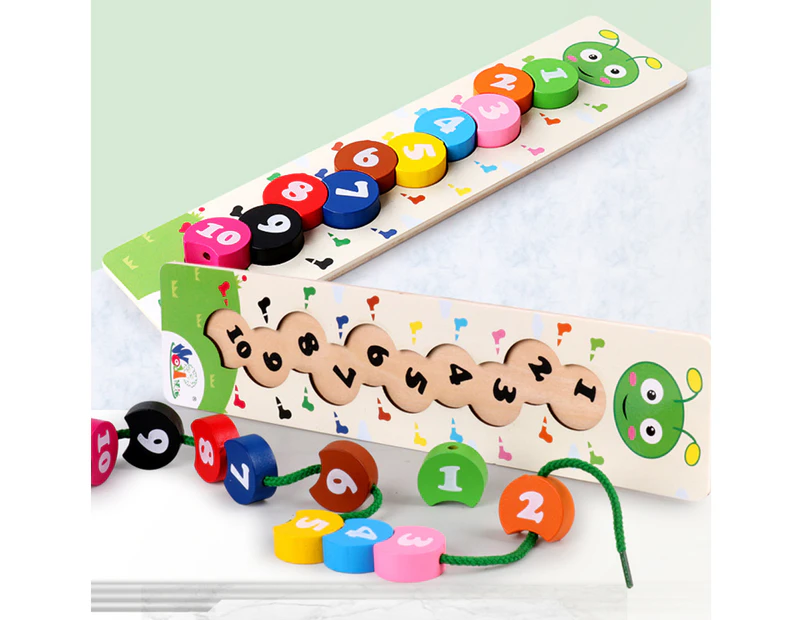 Bestjia Wooden Cartoon Caterpillars Threading Beads Number Counting  Education Kids Toy .au