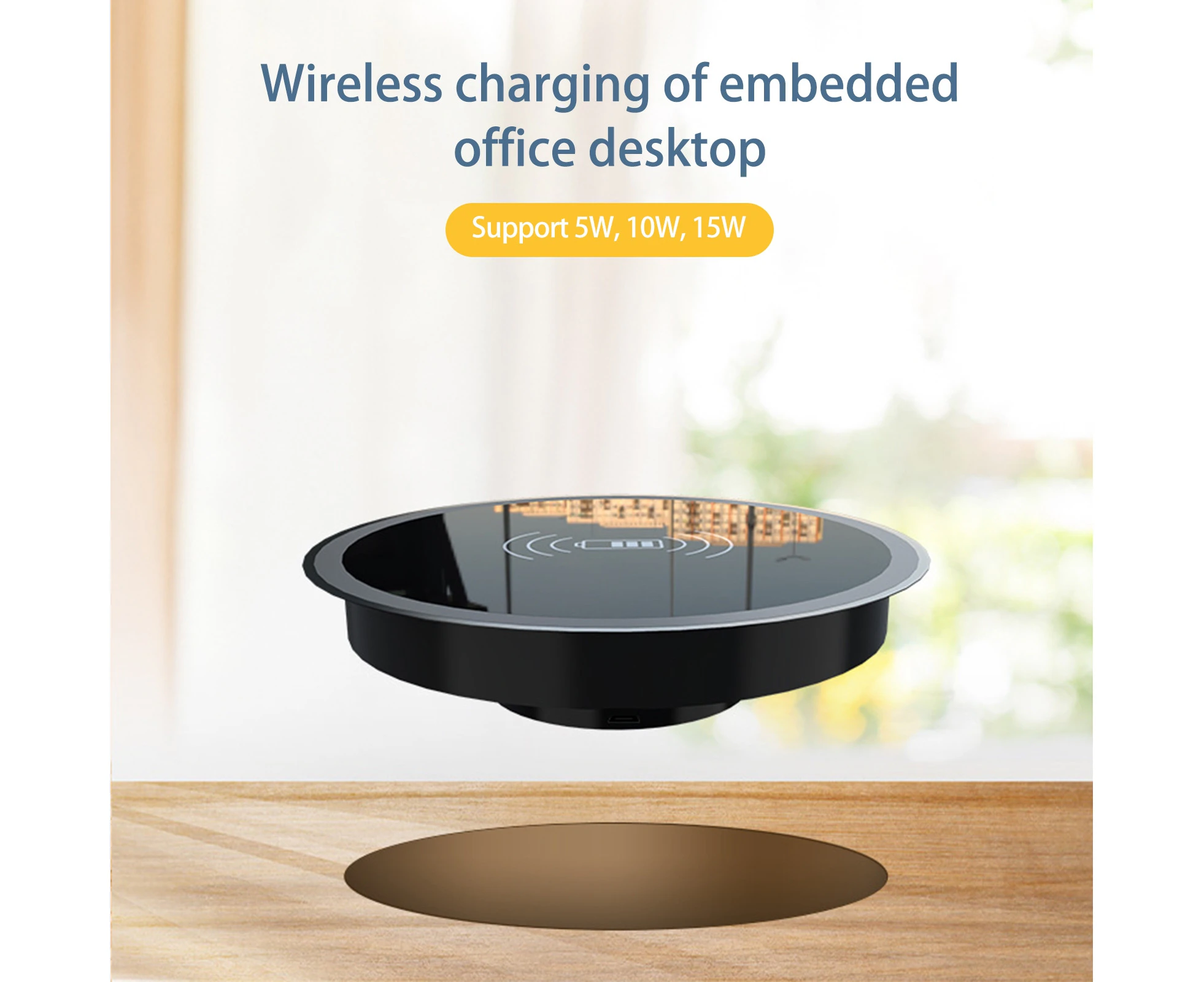 Bluebird 1 set of wireless charger fast charging compatible charging device Acrylic desktop built-in mobile phone wireless charging station-Black