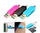 Colorfulstore 2 in 1 USB OTG Card Reader Universal Micro USB TF SD Card Reader for PC Phone-Blue