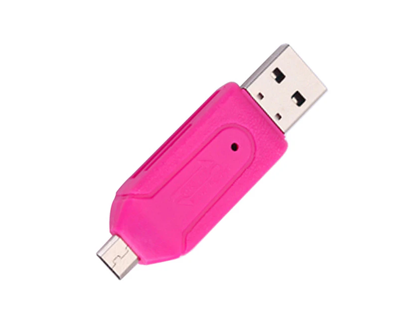 Colorfulstore 2 in 1 USB OTG Card Reader Universal Micro USB TF SD Card Reader for PC Phone-Pink