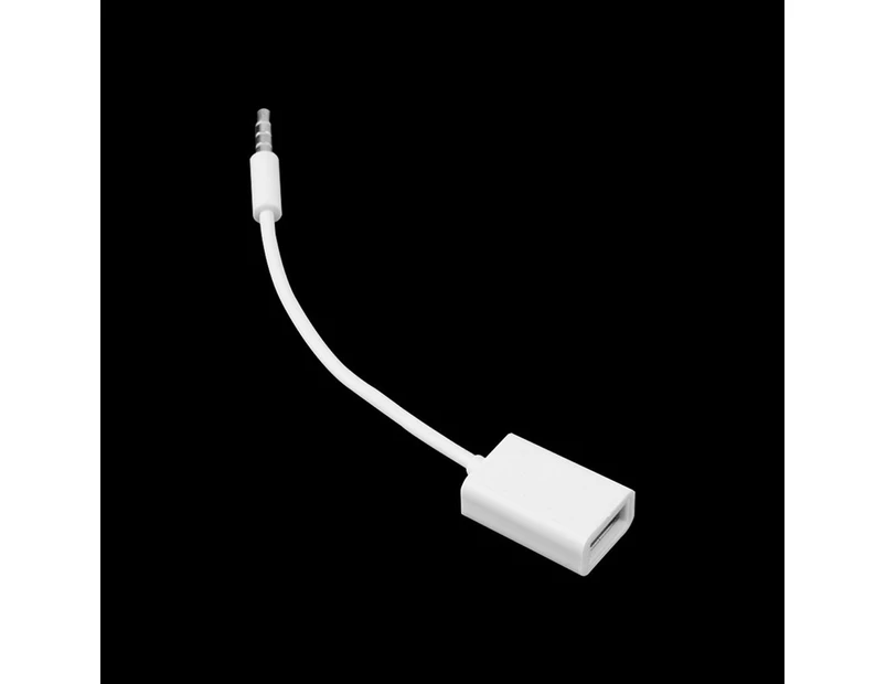 Colorfulstore 3.5mm Male AUX Audio Plug Jack To USB 2.0 Female Converter Cable Cord Car MP3-White