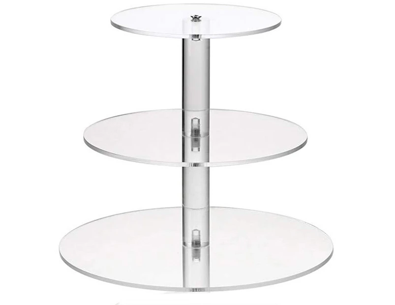 Leiou Transparent Round Acrylic 3/4 Tier Cake Holder Party Cupcake Display Stand Rack- 3 Layer