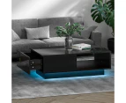 Artiss Coffee Table Led Lights Black