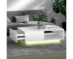 Artiss Coffee Table Led Lights White