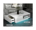 Artiss Coffee Table Led Lights White