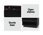 Artiss Bedside Table LED with 2 Shelves - HANA Black