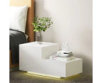 Artiss Bedside Tables LED 2 Drawers - REMI White