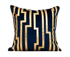 Geometric Gold Leather Striped Cushion Cases Luxury European Throw Pillow Covers Decorative Pillows for Couch Living Room Bedroom Car Navy Blue