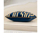 Geometric Gold Leather Striped Cushion Cases Luxury European Throw Pillow Covers Decorative Pillows for Couch Living Room Bedroom Car Navy Blue