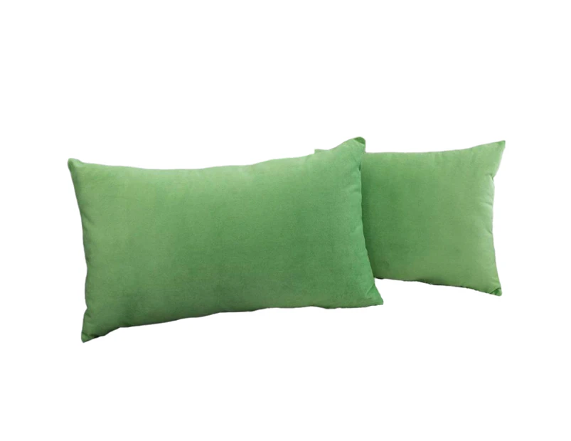 Decorative Lumbar Velvet Throw Pillow Covers ,Pack of 2 Luxury Soft Solid Cushion Cases for Sofa Couch 12"x20", Set of 2-Apple Green
