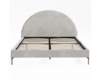 Arch Upholstered Velvet Fabric Bed Frame in King, Queen and Double Size (Taupe White)