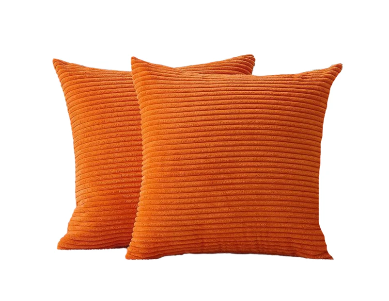 Lumbar Pillow Cover 2 Pack Decorative Striped Corduroy Rectangle Cushion Covers Oblong Pillow Covers for Couch 20 x 20-Inch-Burnt Orange