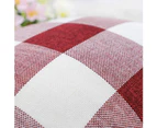 Pack of 2  Retro Checkers Plaids Polyester Linen Soft  Decorative Throw Pillow Covers Home Decor Cushion Case for Sofa Bedroom 18''x18''-White and Red