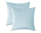 Pack of 2 Velvet Soft Solid Decorative Square Throw Pillow Covers Set Cushion Case for Sofa Bedroom Car 18x18 Inch (Pack of 2)-light blue