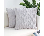 Plush Short Wool Velvet Decorative Throw Pillow Covers Luxury Style Cushion Case Faux Fur Pillowcases for Sofa Bedroom Pack of 2 20" x 20"-Grey