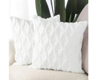 Pack of 2 Soft Plush Short Wool Velvet Decorative Throw Pillow Covers Luxury Style Cushion Case Pillow Shell for Sofa Bedroom Square 18x18-Inch-Pure White