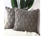 Pack of 2 Soft Plush Short Wool Velvet Decorative Throw Pillow Covers Luxury Style Cushion Case Pillow Shell for Sofa Bedroom Square 16"x16"-Dark Taupe