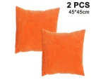 Pack of 2, Corduroy Soft Decorative Square Throw Pillow Cover Cushion Covers Pillowcase, Home Decor Decorations for Sofa Couch Bed Chair 45x45cm-Orange