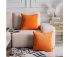 Pillow Covers and Pillow  18x18 Super Soft Decorative Striped Corduroy Mustard Throw Pillows for Couch, 45x45 Cm 18" x 18"-Burnt Orange