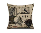 Pack of 4 Vintage Halloween Throw Pillow Covers for Crow/Pumpkin/Skull Throw Pillow Covers Halloween Cushion Covers 18 x 18 inch