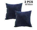 Pack of 2, Corduroy Soft Decorative Square Throw Pillow Cover Cushion Covers Pillowcase, Home Decor Decorations for Sofa Couch Bed Chair 60x60cm-Denim Blue